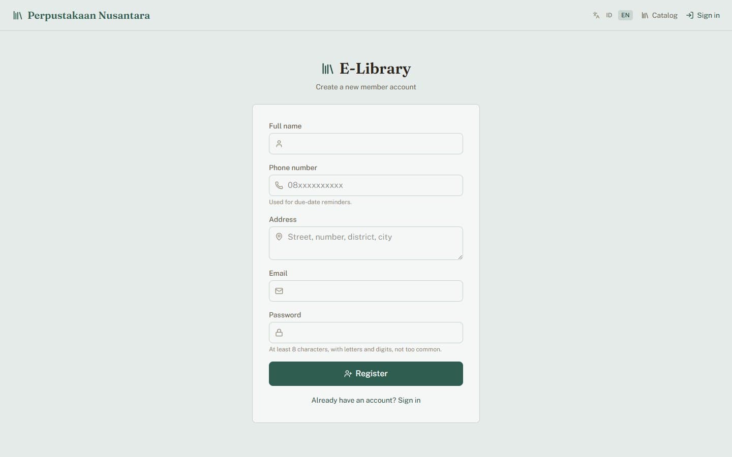 Self-registration in PixaLibs
