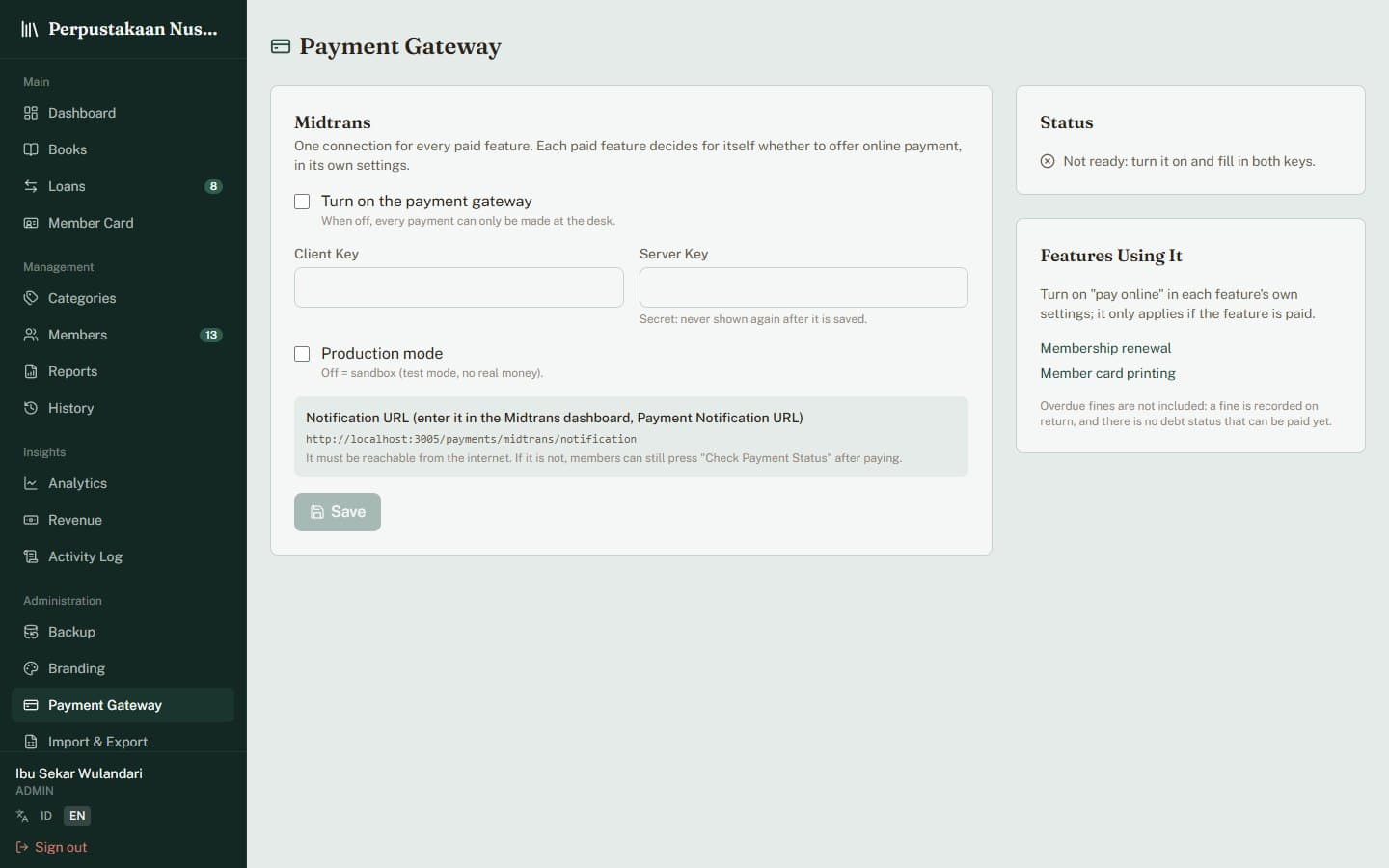 Online payments via Midtrans in PixaLibs