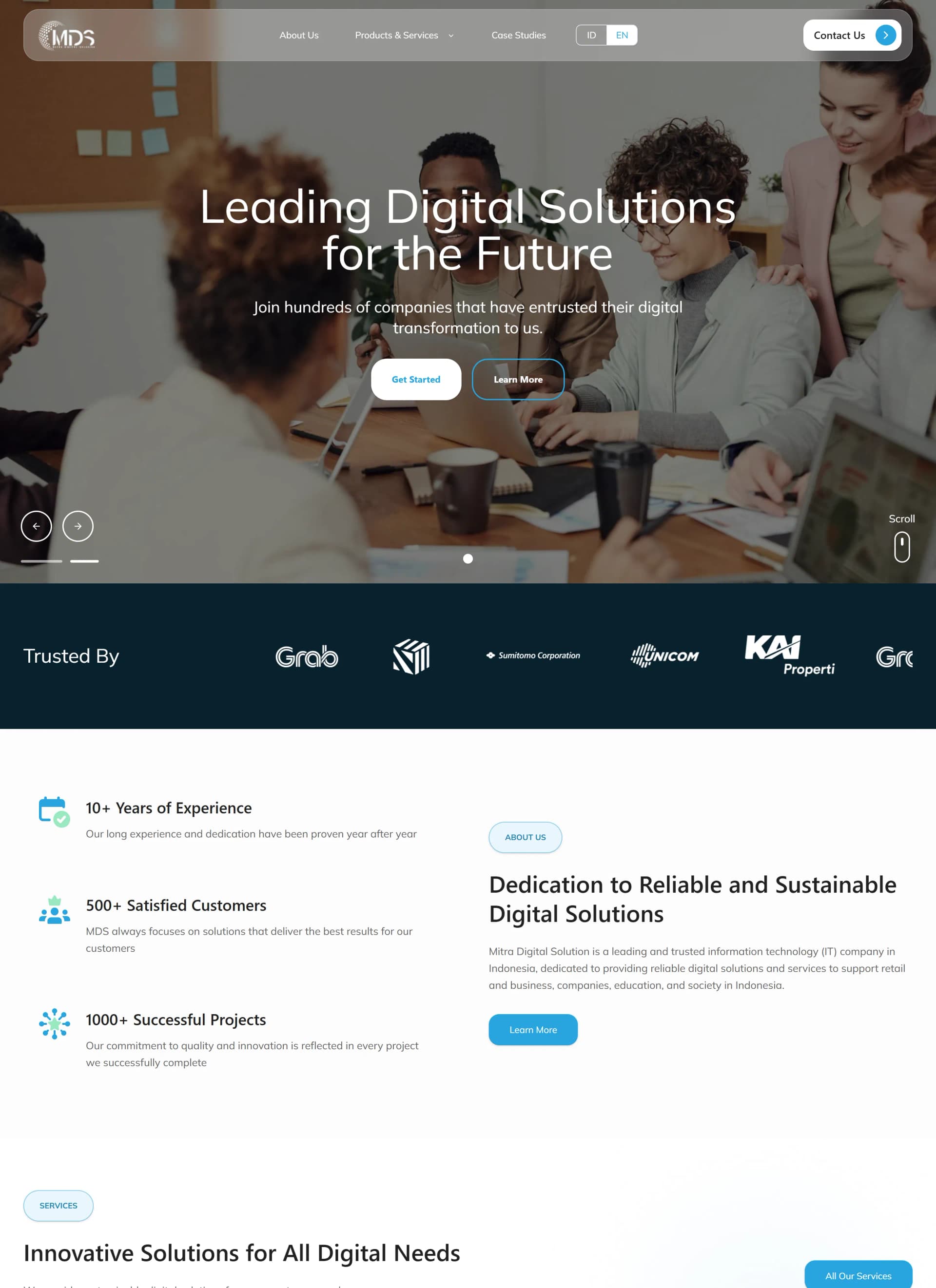 MDS Corporate Website screenshot