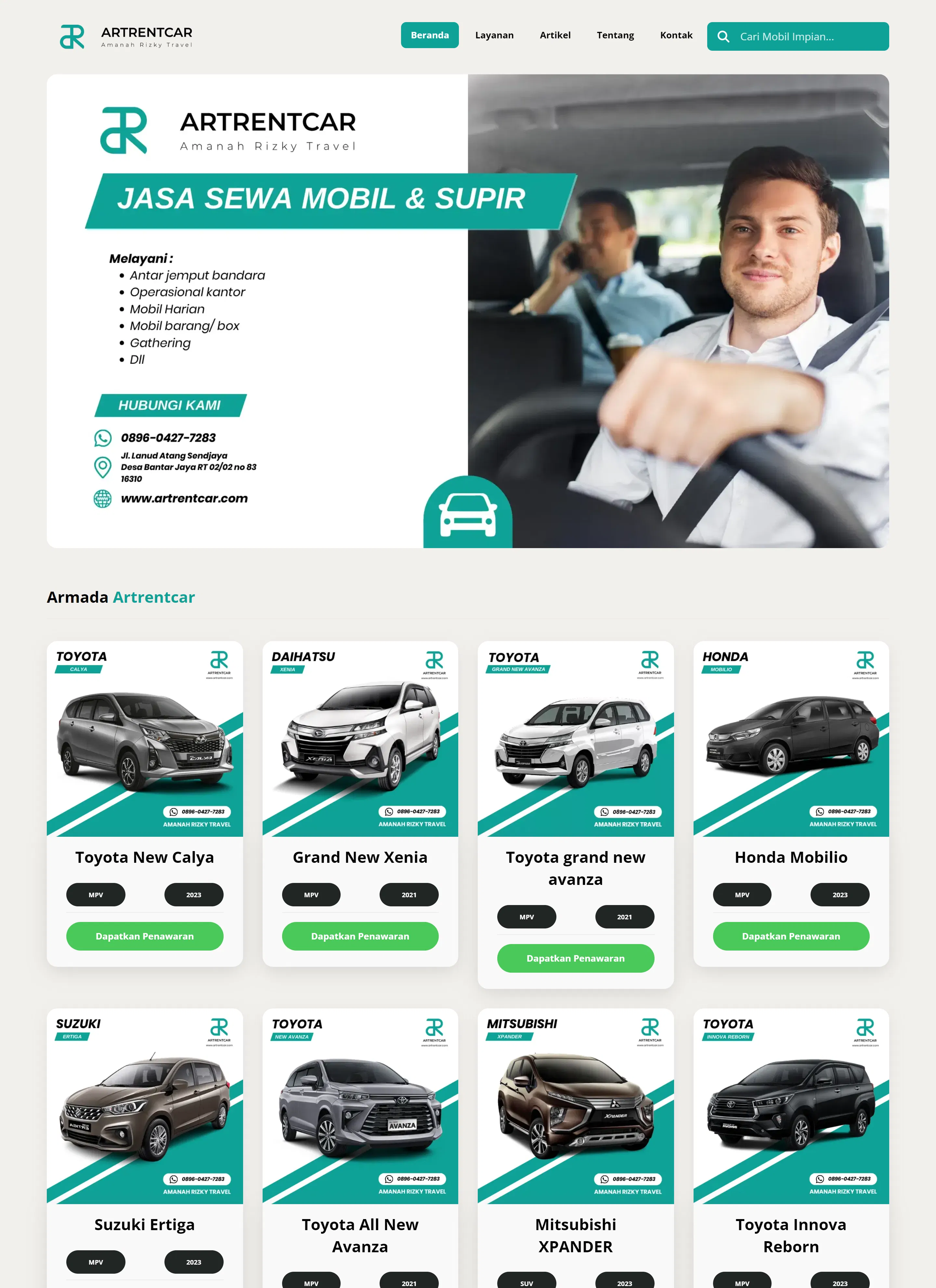 Artrentcar Website