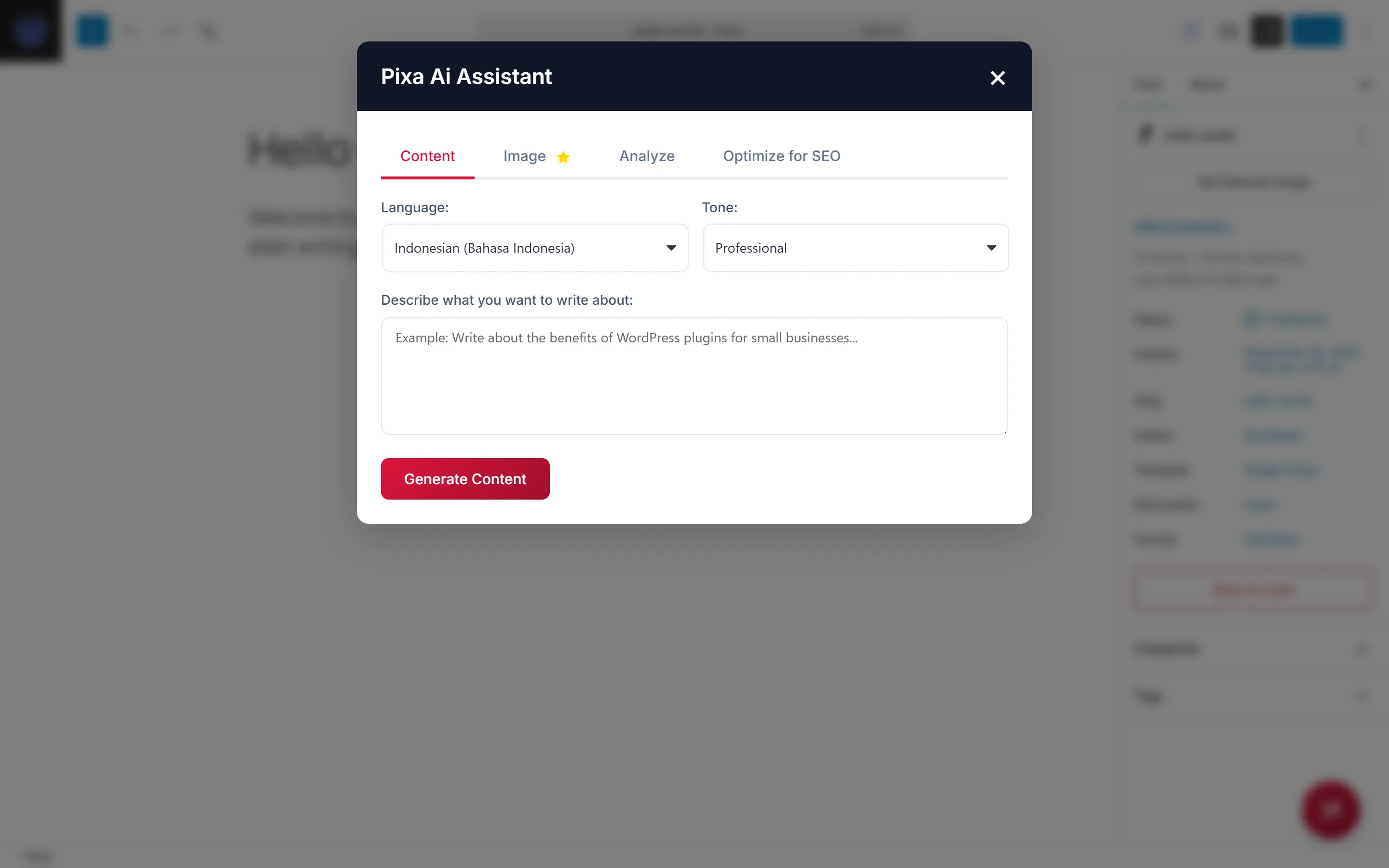 Pixa AI Assistant screenshot