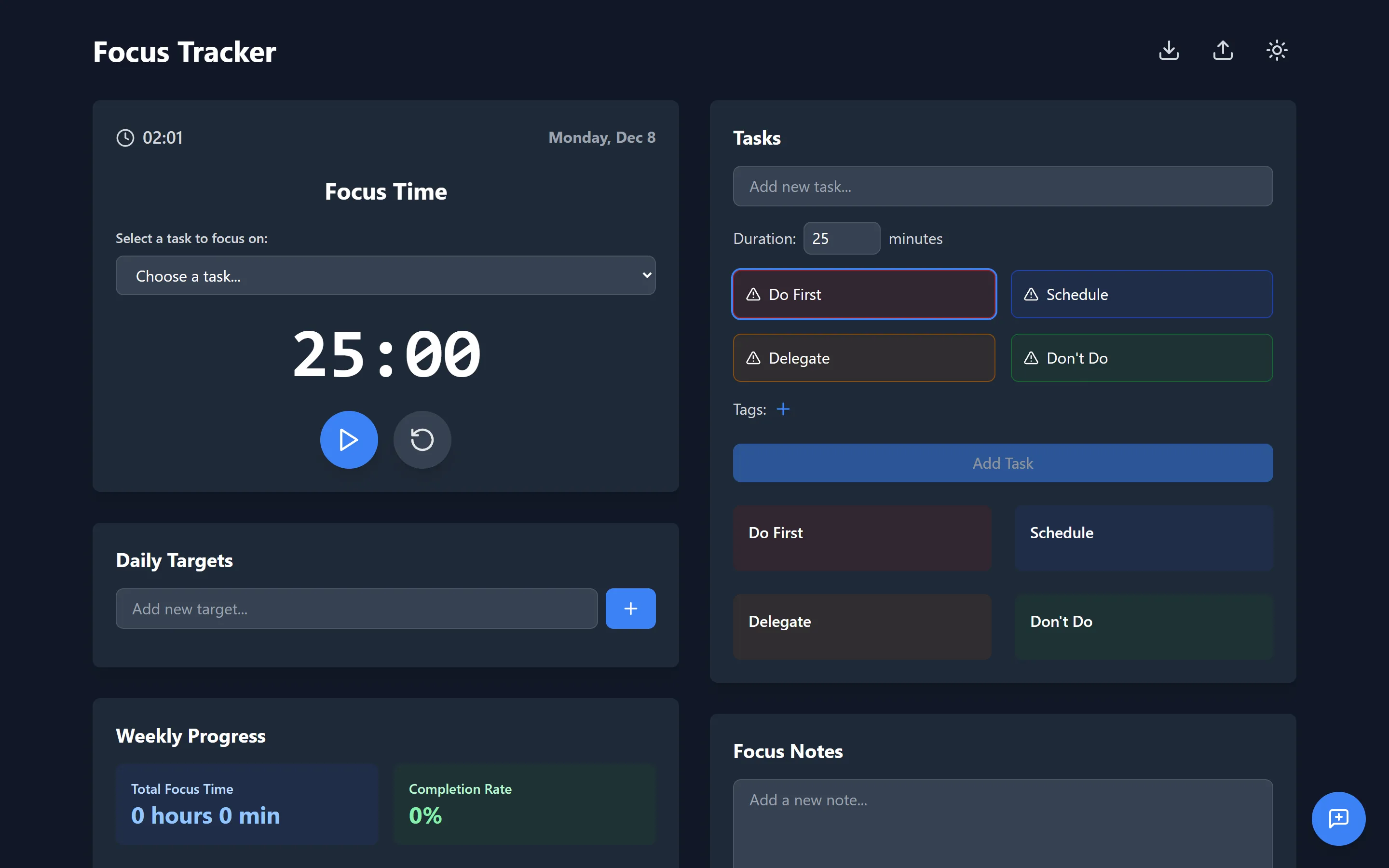 Focus Tracker screenshot